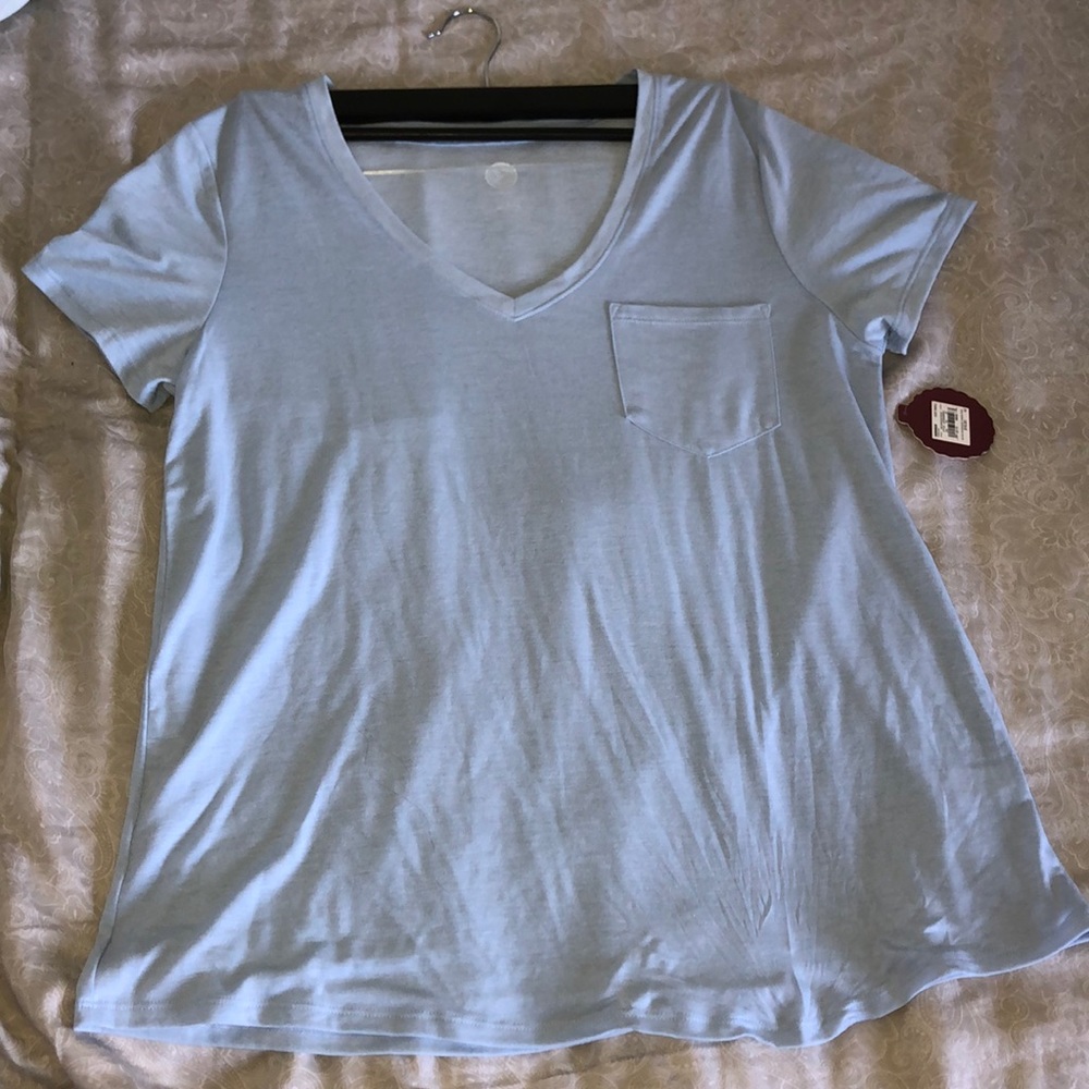 light blue v-neck t-shirt